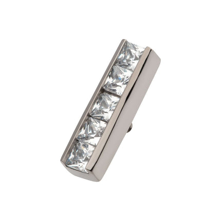 Invictus Titanium Internally Threaded with CNC Set Clear CZ 5-Cluster Bar Top