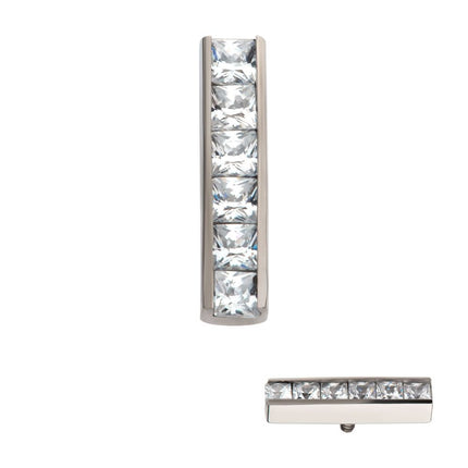 Invictus Titanium Internally Threaded with CNC Set Clear CZ 6-Cluster Bar Top