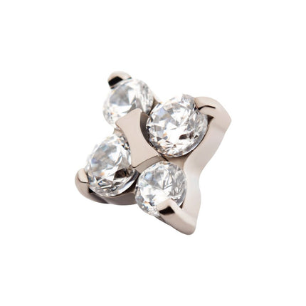 Invictus Titanium Internally Threaded with 4-Prong Set Round CZ with Crux Shape Top