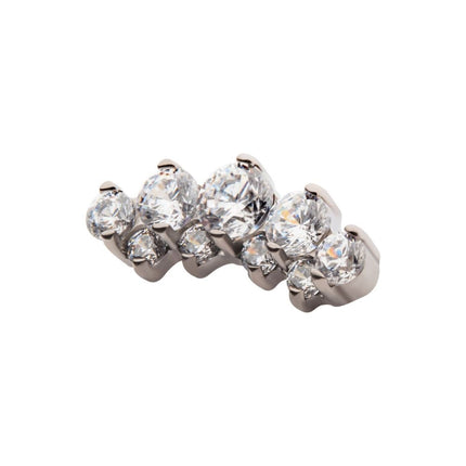 Invictus Titanium Internally Threaded Prong Set Round CZ/Opal Terraced Cluster Top
