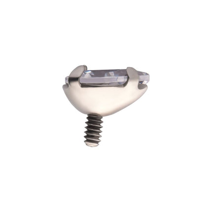 Invictus Titanium Internally Threaded with 4-Prong Set CZ Pear-Shaped Top