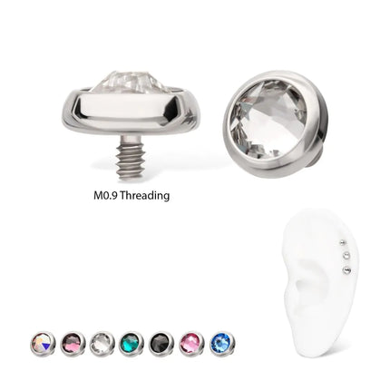 Invictus 16g Titanium Internally Threaded Low Profile Bezel Set Swarovski Crystal Dermal Top