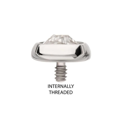 Invictus 16g Titanium Internally Threaded Low Profile Bezel Set Swarovski Crystal Dermal Top