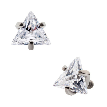 Invictus Titanium Internally Threaded with Prong Set CZ Triangular Shape Top