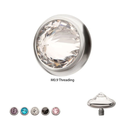 Invictus 16g Titanium Internally Threaded Round Bezel Set Inverse Gem Top