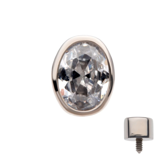 Invictus Titanium Internally Threaded with Bezel Set CZ Oval Shape Top