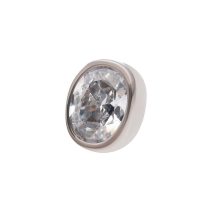 Invictus Titanium Internally Threaded with Bezel Set CZ Oval Shape Top
