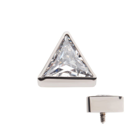 Invictus Titanium Internally Threaded with Bezel Set CZ Triangular Shape Top