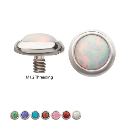 Invictus 14g Titanium Internally Threaded Low Profile Bezel Set Synthetic Opal Dermal Top