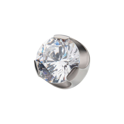 Invictus Titanium Internally Threaded with Prong Set Semi-Bezel Clear Gem Top