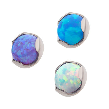 Invictus Titanium Internally Threaded with Prong Set Semi-Bezel Opal Low Profile Top