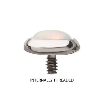 Invictus 16g Titanium Internally Threaded Low Profile Bezel Set Synthetic Opal Dermal Top