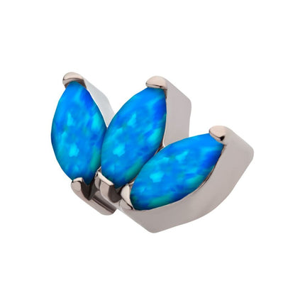 Invictus Titanium Internally Threaded with Prong Set Marquise Opal  3-Cluster Top