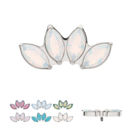 Invictus Titanium Internally Threaded 4-Cluster Marquise Opalite Top