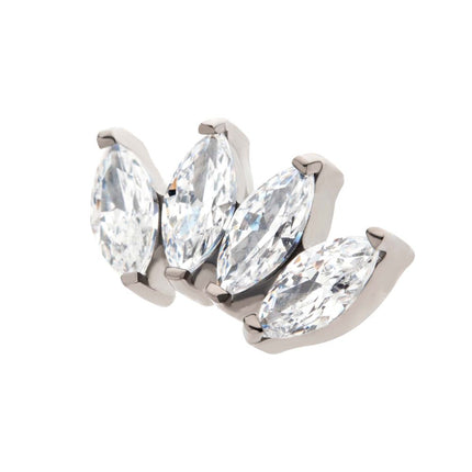 Invictus Titanium Internally Threaded with Prong Set Marquise CZ 4-Cluster Top