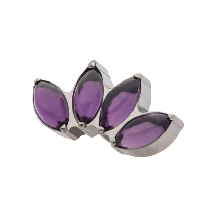 Invictus Titanium Internally Threaded with Prong Set 4-Cluster Marquise Stones Fan Shape Top