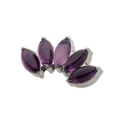 Invictus Titanium Internally Threaded with Prong Set 4-Cluster Marquise Stones Fan Shape Top