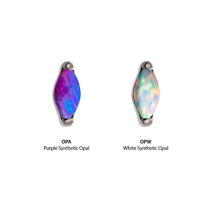 Invictus Titanium Internally Threaded with 2-Prong Set Marquise Opal Top