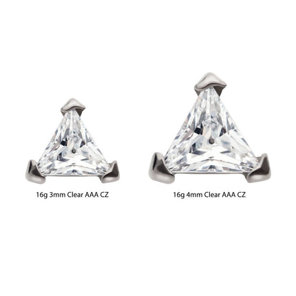 Invictus Titanium Internally Threaded with 3-Prong Set Triangular CZ Top