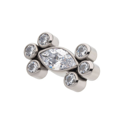 Invictus Titanium Internally Threaded with Clustered Bezel Set Marquise & Round CZ Top