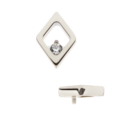 Invictus Titanium Internally Threaded Rhombus Shape with Clear CZ Top