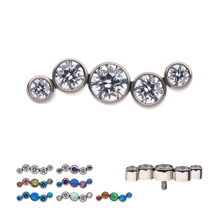 Invictus Titanium Internally Threaded Bezel Set CZ/Opal Oscillating 5-Cluster Top