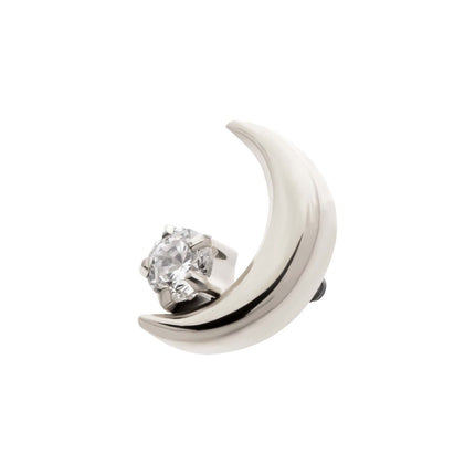 Invictus Titanium Internally Threaded Crescent Moon with CZ/Opal Top
