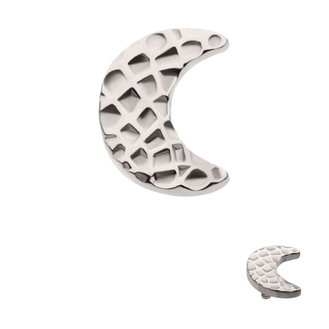 Invictus Titanium Internally Threaded Hammered Crescent Moon Top
