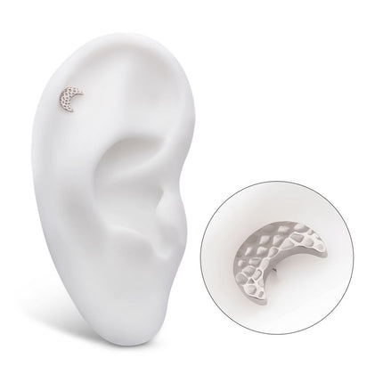 Invictus Titanium Internally Threaded Hammered Crescent Moon Top