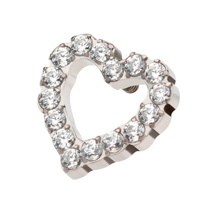 Invictus Titanium Internally Threaded with Pave Set CZ Hollow Heart Top