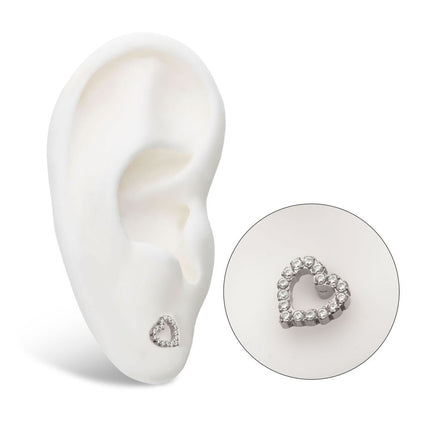 Invictus Titanium Internally Threaded with Pave Set CZ Hollow Heart Top