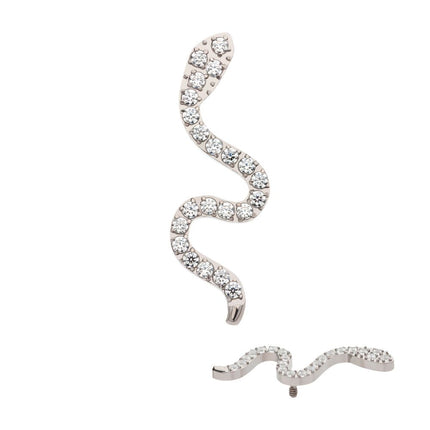 Invictus Titanium Internally Threaded with Pave Set CZ Snake Top