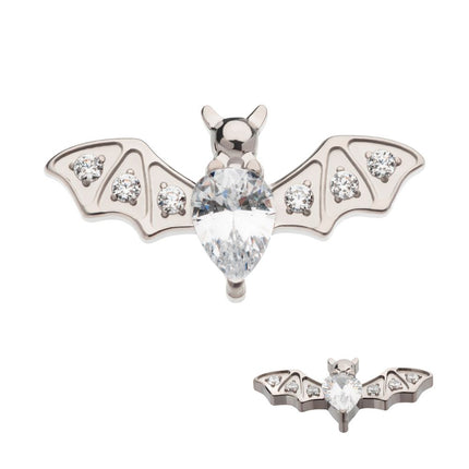 Invictus Titanium Internally Threaded with Round & Teardrop CZ Flying Bat Top