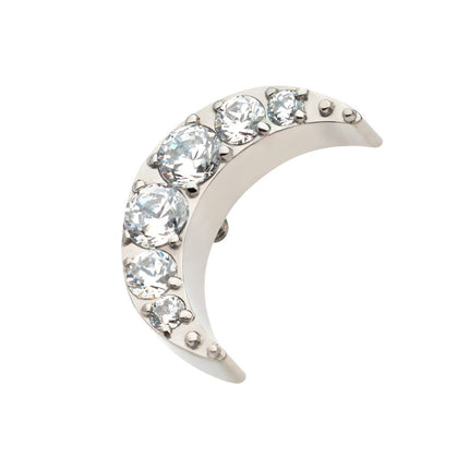 Invictus Titanium Internally Threaded with Pave Set CZ Crescent Moon Top