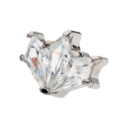 Invictus Titanium Internally Threaded Pronged Kite Shape CZ 3-Cluster Top