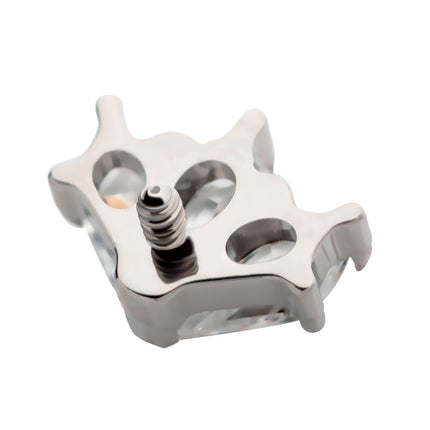 Invictus Titanium Internally Threaded Pronged Kite Shape CZ 3-Cluster Top