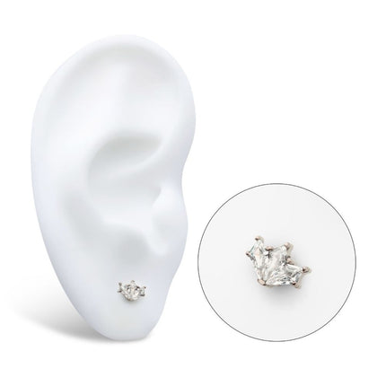 Invictus Titanium Internally Threaded Pronged Kite Shape CZ 3-Cluster Top