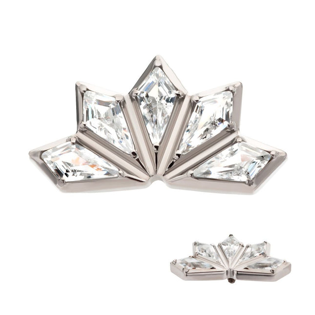 Invictus Titanium Internally Threaded with Diamond Shape CZ 5-Cluster Kite Shape Top