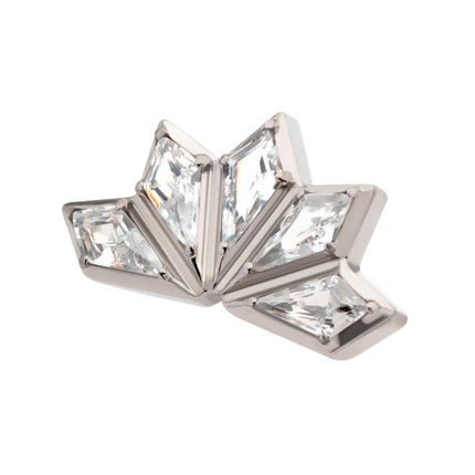 Invictus Titanium Internally Threaded with Diamond Shape CZ 5-Cluster Kite Shape Top