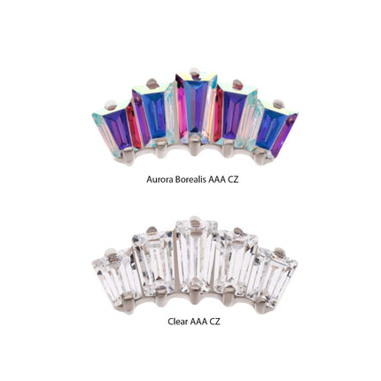 Invictus Titanium Internally Threaded Prong Set Baguette CZ 5-Cluster Fan Shape Top