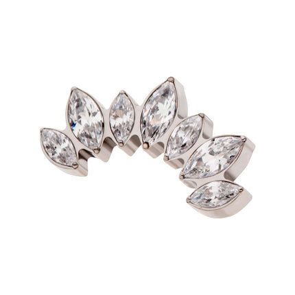Invictus Titanium Internally Threaded with Prong Set Marquise Clear CZ 7-Cluster Fan Shape Top