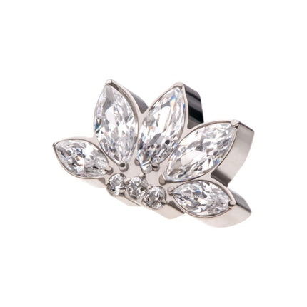 Invictus Titanium Internally Threaded 5-Cluster Marquise Opalite/CZ with Round Clear CZ Fan Shape Top