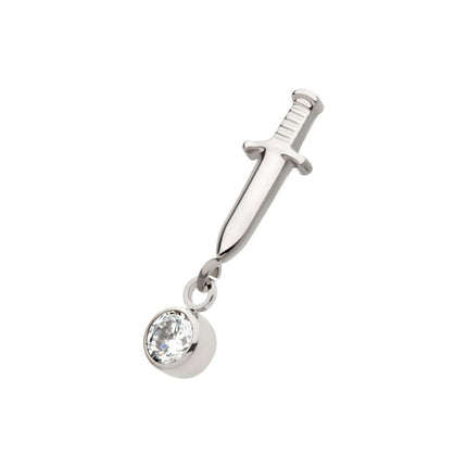 Invictus Titanium Internally Threaded Dangle Bezel Round Gem Dagger Top