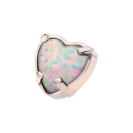 Invictus Titanium Internally Threaded with Prong Set Opal Heart Top