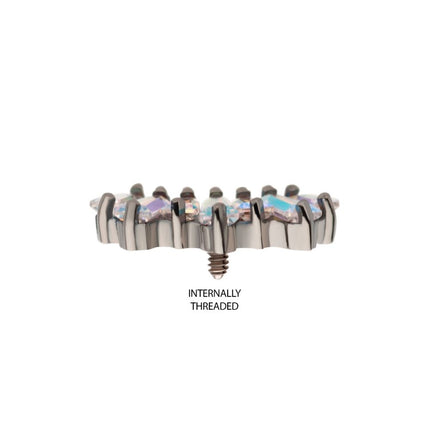 Invictus Titanium Internally Threaded Prong Set Baguette CZ 7-Cluster Fan Shape Top