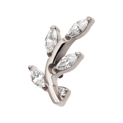 Invictus Titanium Internally Threaded Prong Set Marquise CZ Leaf Top