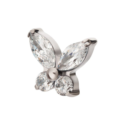 Invictus Titanium Internally Threaded Butterfly with Prong Set Round & Marquise Gem Top