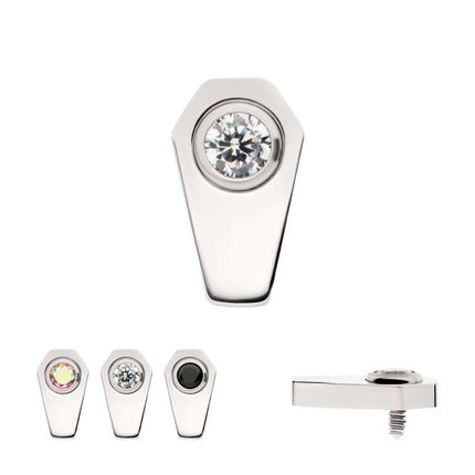 Invictus Titanium Internally Threaded Coffin Top with Bezel Set Round CZ