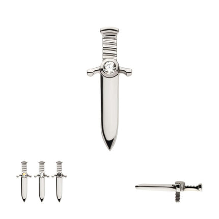 Invictus Titanium Internally Threaded with Bezel Set 1mm CZ Dagger