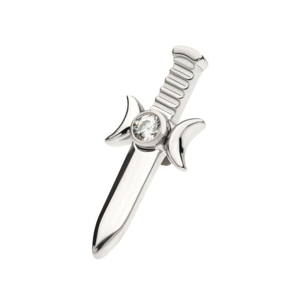 Invictus Titanium Internally Threaded with Bezel Set 2mm CZ/Opal Triple Moon Phase Dagger Top